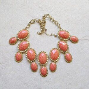 Salmon Peach Orange Statement Necklace ~ Bib ~ Collar ~ Tropical & Spring Colors